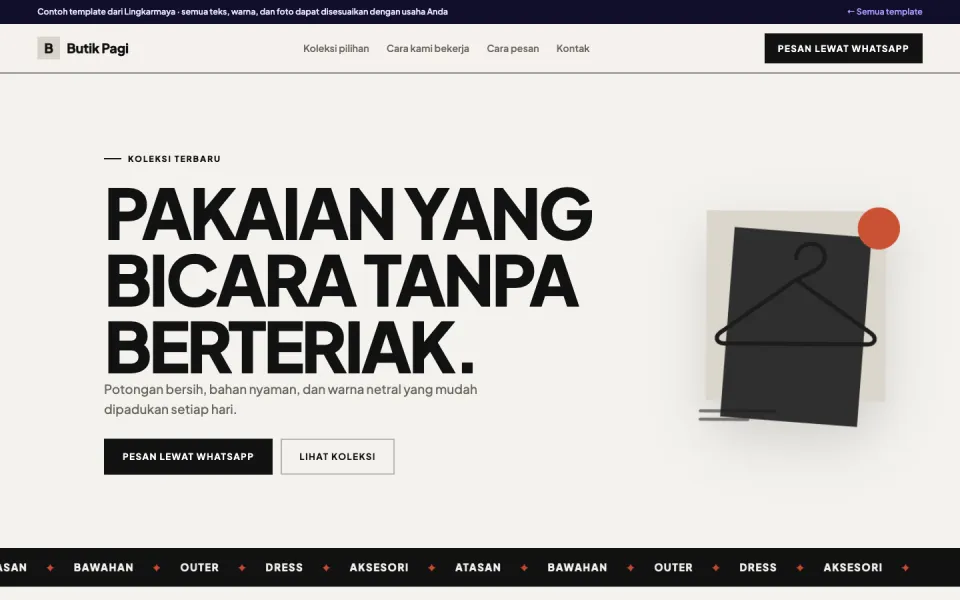 Contoh template Butik Pagi