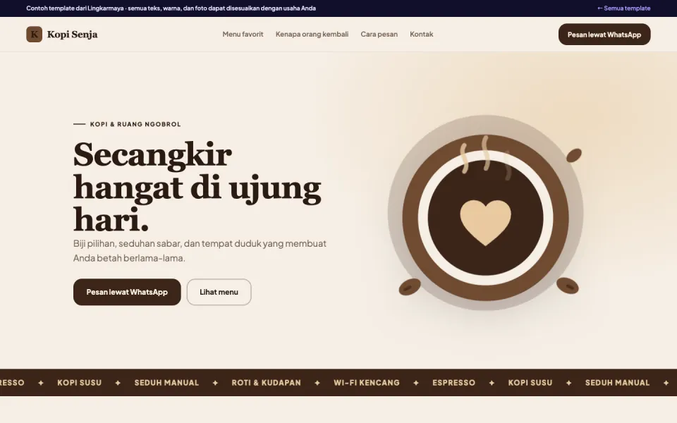 Contoh template Kopi Senja