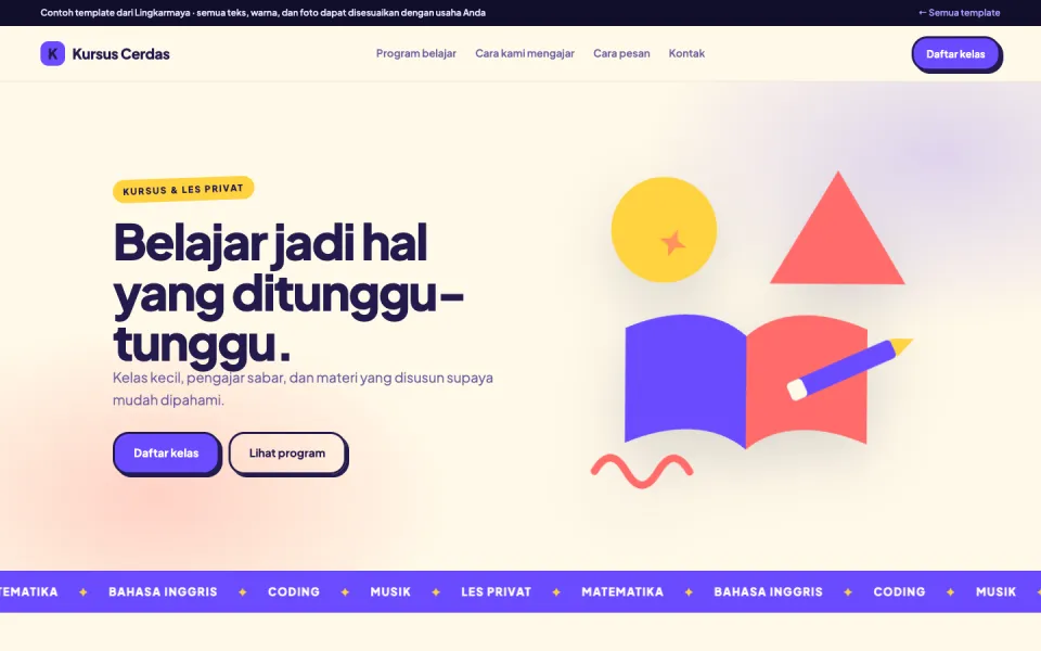 Contoh template Kursus Cerdas